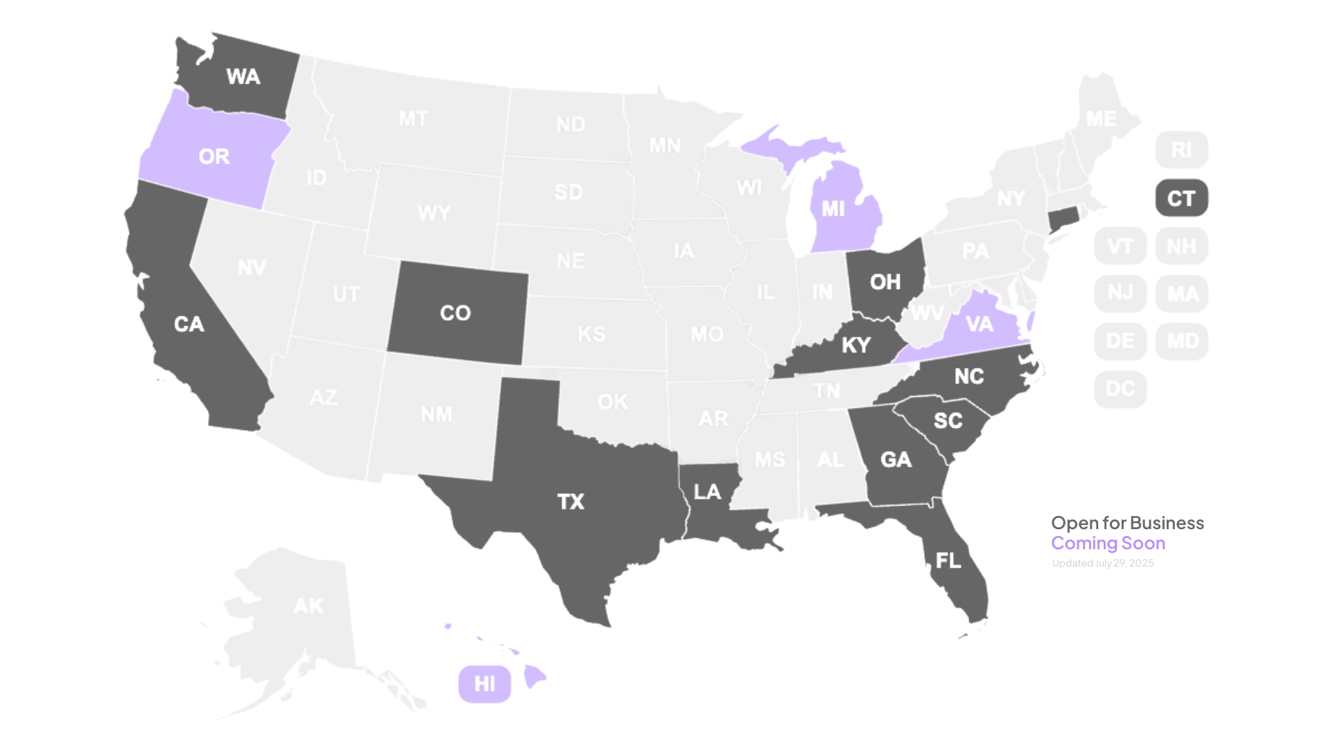 ENRG Real Estate Markets Map - Expanding Nationwide